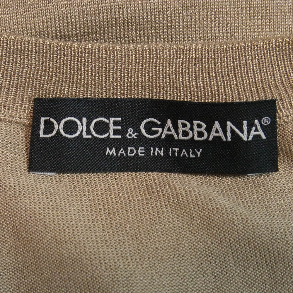 DOLCE&GABBANA ドルチェアンドガッバーナ レース クルーネック シルク カーディガン ベージュ系 36【中古】