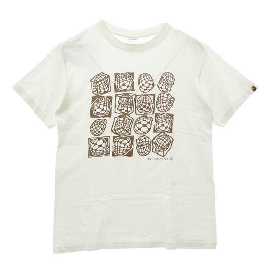 A BATHING APE アベイシングエイプ 90s anvilタグ キュービック キューブ プリント 半袖 Tシャツ ホワイト系 M【中古】