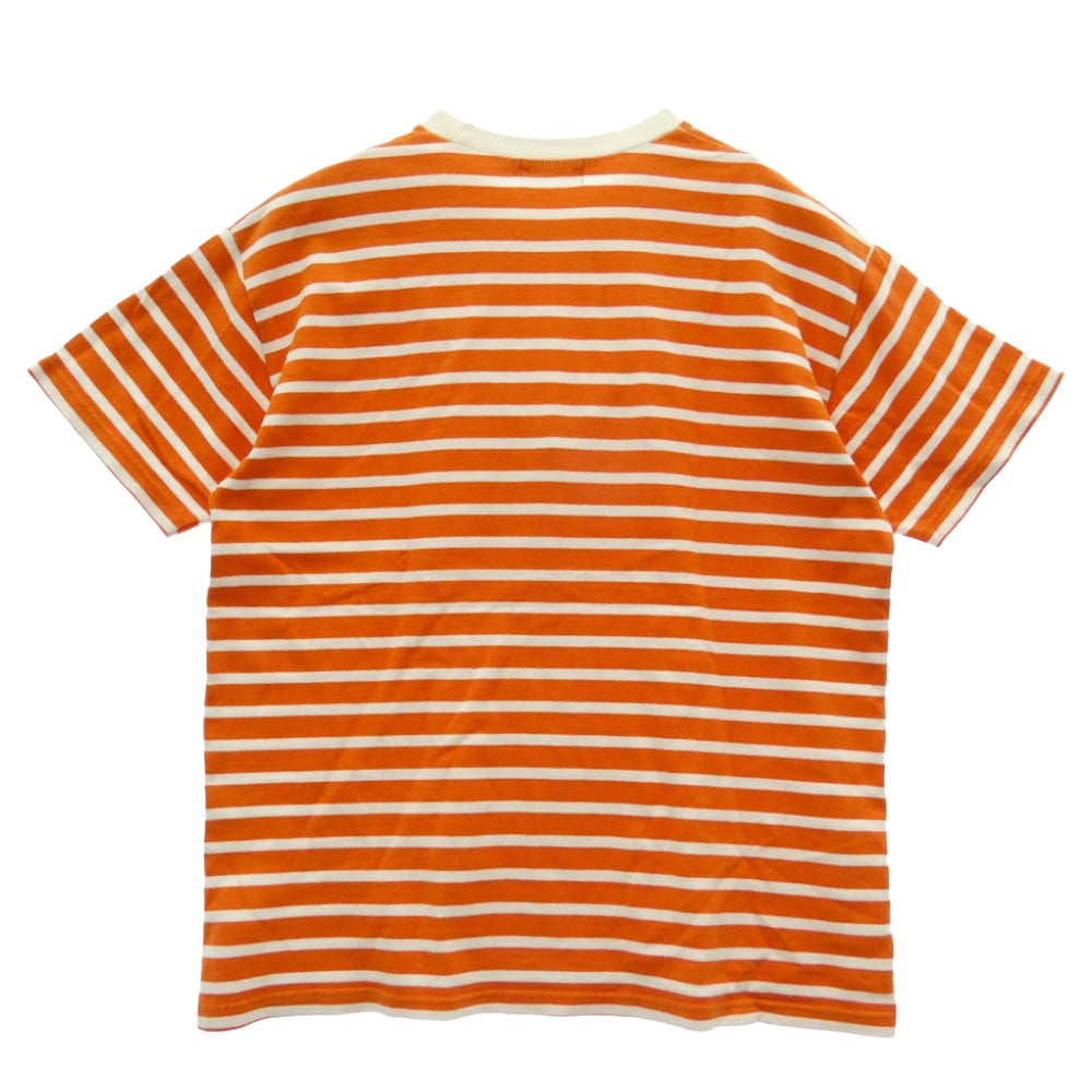 A BATHING APE アベイシングエイプ 90s ボーダー 半袖 Tシャツ オレンジ系 L【中古】