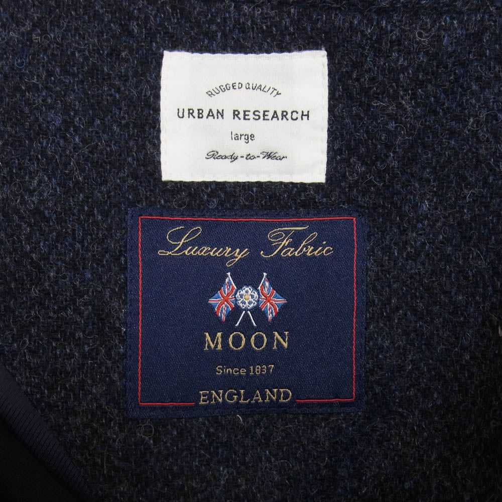 URBAN RESEARCH アーバンリサーチ UM11-HN08004 moon社製生地 本切羽 ツイード 2B テーラードジャケット ダークネイビー系 L【中古】