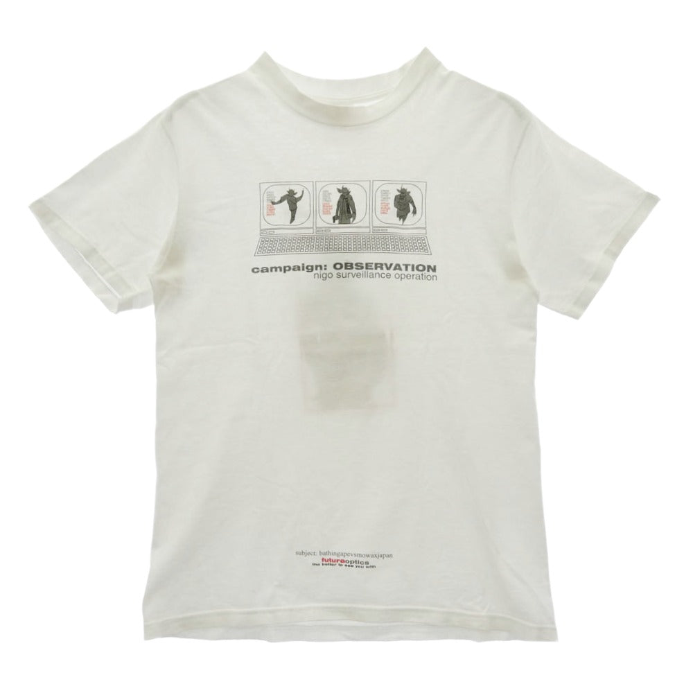 A BATHING APE アベイシングエイプ FUTURA LABORATORIES フューチュララボラトリーズ x FUTURA フューチュラ x MO'WAX 90s anvilタグ プリント 半袖 Tシャツ ホワイト系 M【中古】