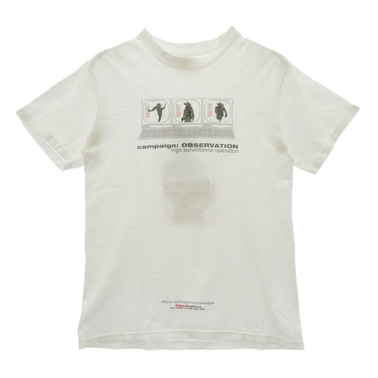 A BATHING APE アベイシングエイプ FUTURA LABORATORIES フューチュララボラトリーズ x FUTURA フューチュラ x MO'WAX 90s anvilタグ プリント 半袖 Tシャツ ホワイト系 M【中古】
