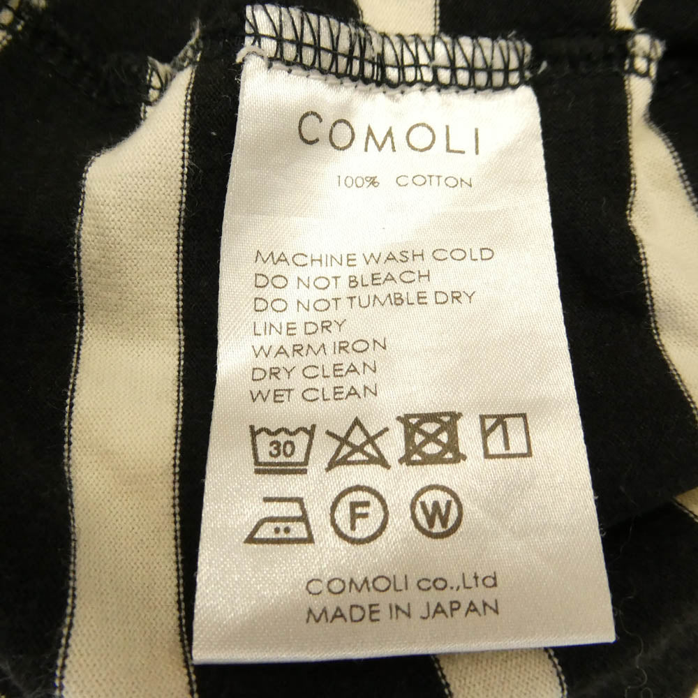 COMOLI コモリ K01-05003 クルーネック ボーダー 半袖 Tシャツ 3【中古】