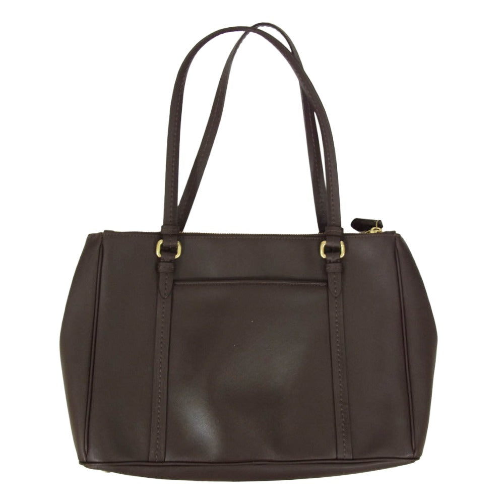 COACH コーチ F25669 レザー ロゴプレート トート バッグ ブラウン系【中古】