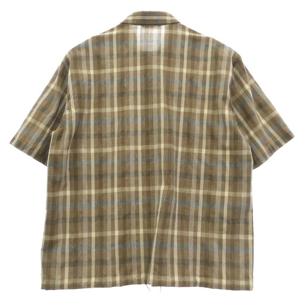 AURALEE オーラリー 26SS A26SS02TC SUPER FINE TROPICAL WOOL CHECK HALF-SLEEVED SHIRT トロピカル ウール チェック 半袖 シャツ ブラウン系 5【極上美品】【中古】