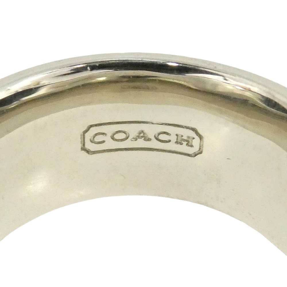 COACH コーチ Cロゴ ラインストーン リング シルバー系 アイボリー系 約14号【中古】