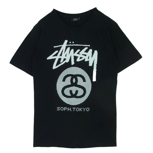 STUSSY ステューシー SOPHNET. ソフネット SOPH NET Stock Link Tee ソフネット ストック リンク フロント バック プリント Tシャツ 半袖 カットソー ブラック系 S【中古】