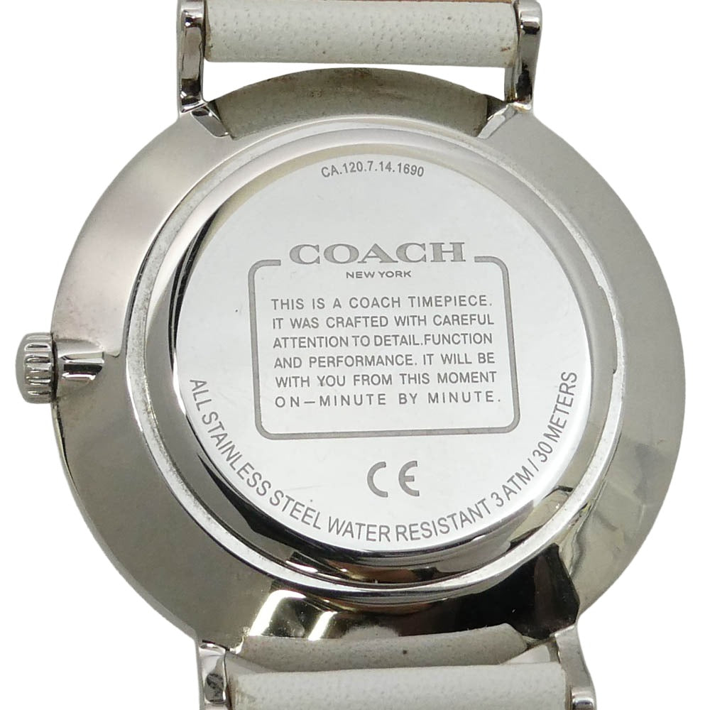 COACH コーチ CA.120.7.14.1690 シグネチャー 白文字盤 レザー バンド 腕時計 ホワイト系【中古】