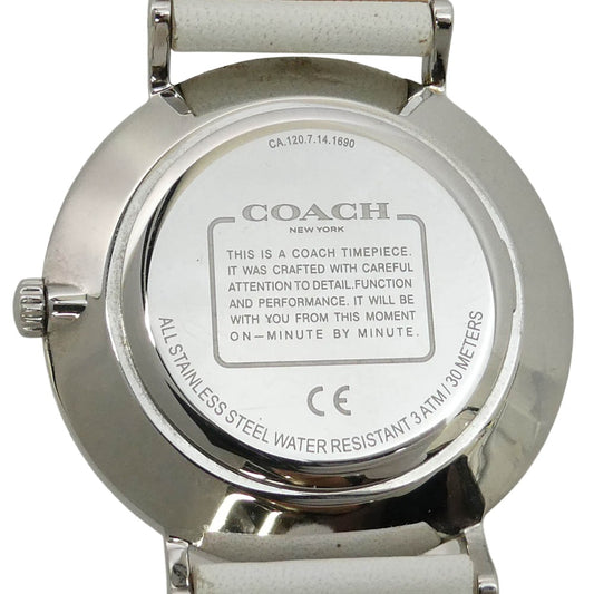 COACH コーチ CA.120.7.14.1690 シグネチャー 白文字盤 レザー バンド 腕時計 ホワイト系【中古】