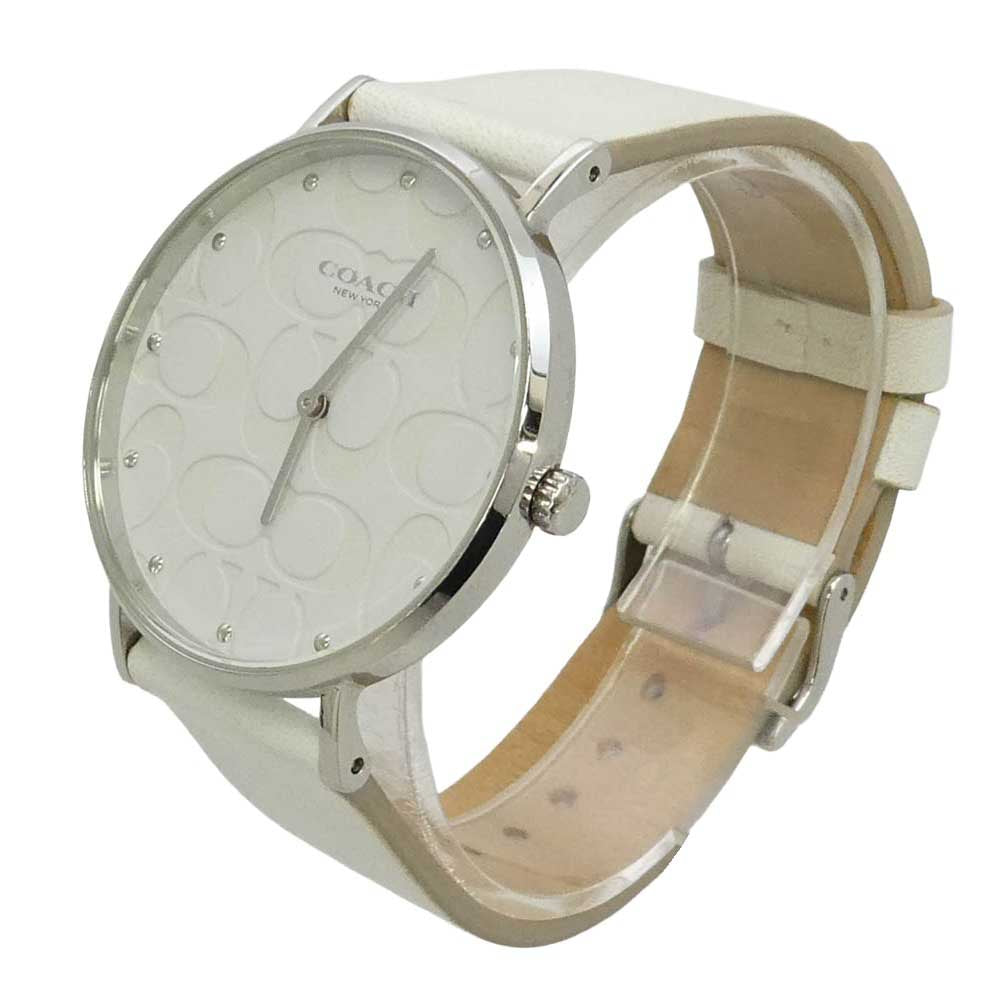 COACH コーチ CA.120.7.14.1690 シグネチャー 白文字盤 レザー バンド 腕時計 ホワイト系【中古】