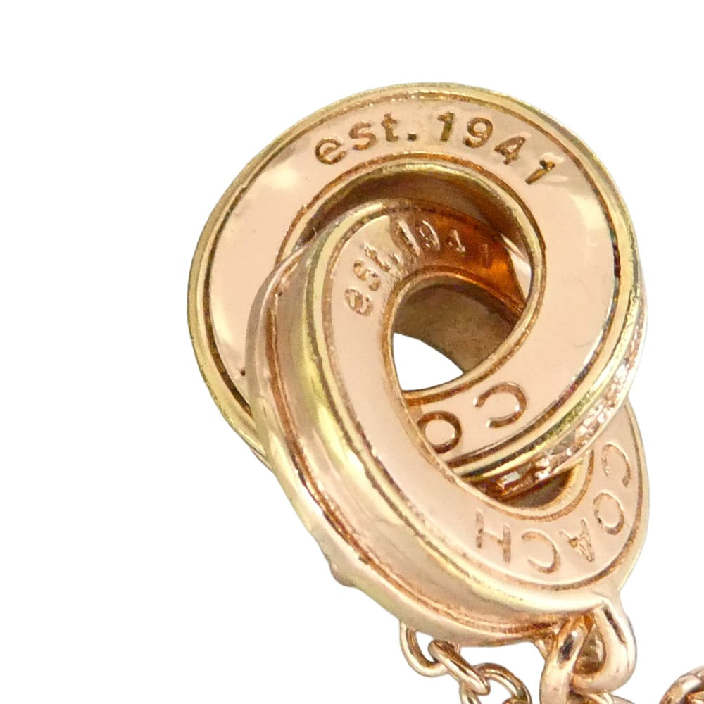 COACH コーチ インターロッキング オープン サークル ネックレス ピンクゴールド系【中古】