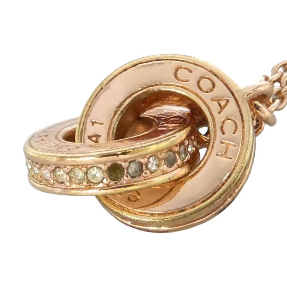 COACH コーチ インターロッキング オープン サークル ネックレス ピンクゴールド系【中古】