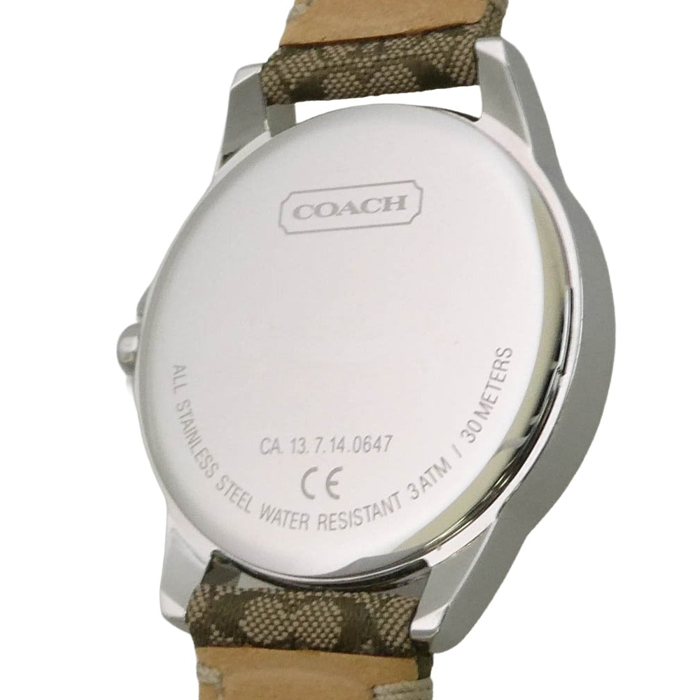 COACH コーチ CA.13.714.0647 ミニシグネチャー柄 総柄ベルト 腕時計 ウォッチ シルバー系 ブラウン系【中古】