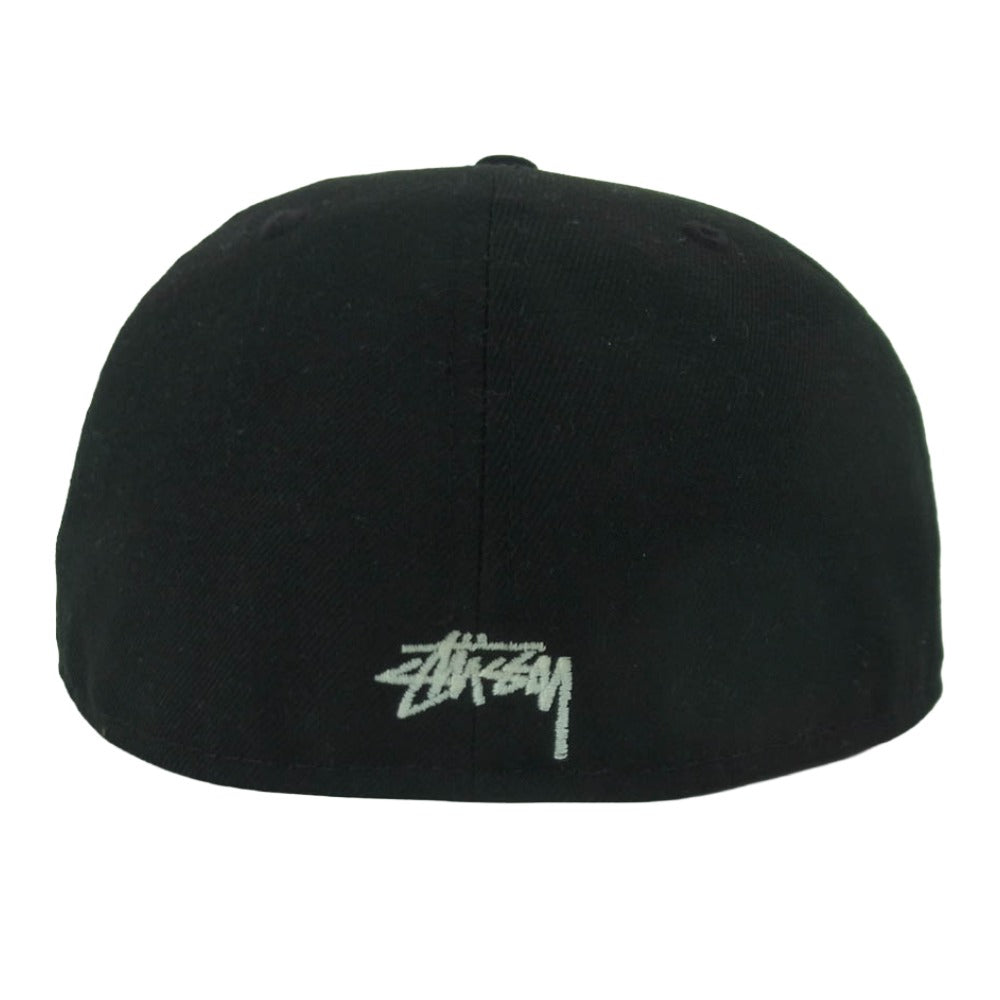 STUSSY ステューシー NEW ERA ニューエラ 59FIFTY ビッグ ロゴ キャップ 帽子 中国製 ブラック系 7.5【中古】