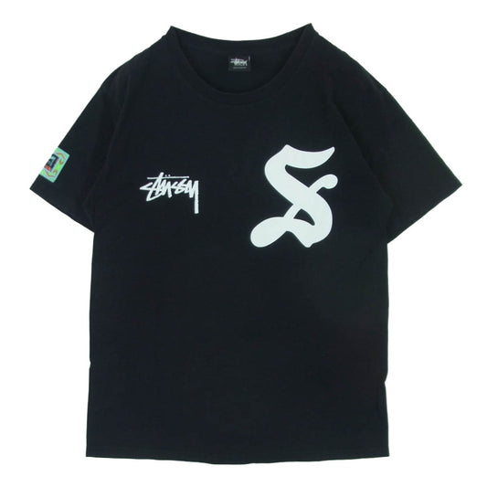STUSSY ステューシー フロント ストックロゴ 7バック プリント Tシャツ 半袖 カットソー メキシコ製 ブラック系 M【中古】