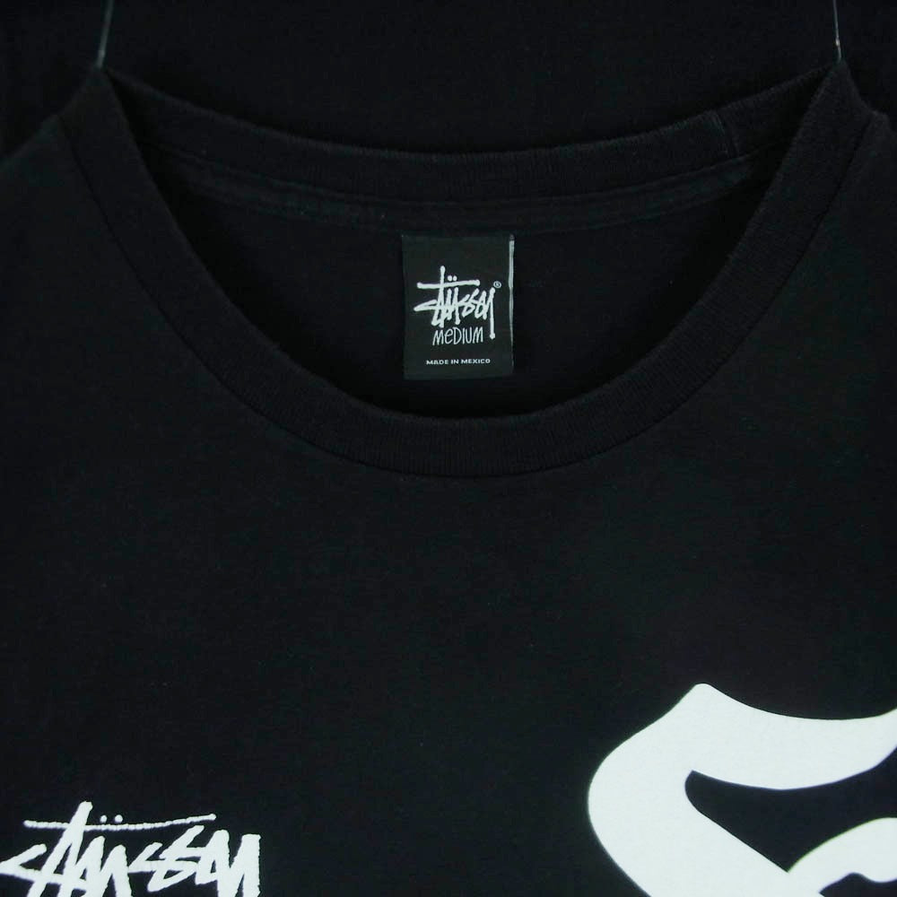 STUSSY ステューシー フロント ストックロゴ 7バック プリント Tシャツ 半袖 カットソー メキシコ製 ブラック系 M【中古】