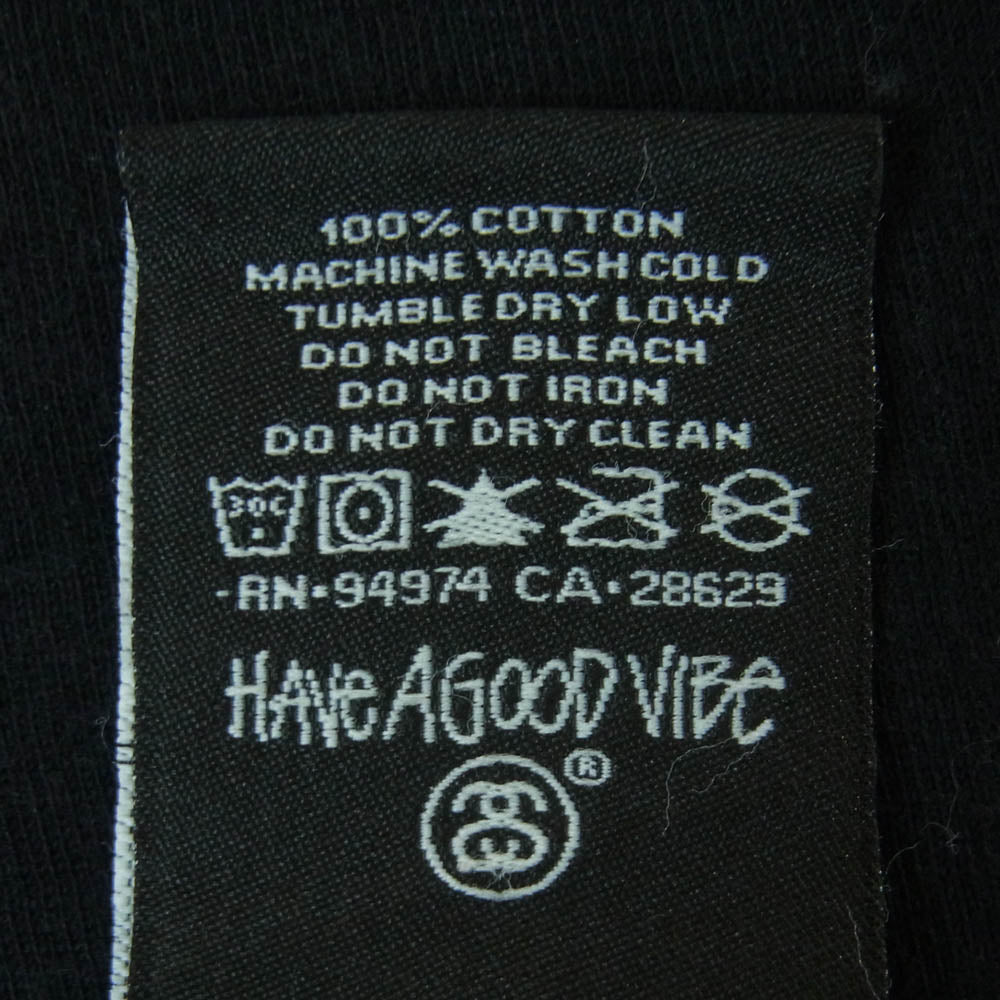 STUSSY ステューシー フロント ストックロゴ 7バック プリント Tシャツ 半袖 カットソー メキシコ製 ブラック系 M【中古】