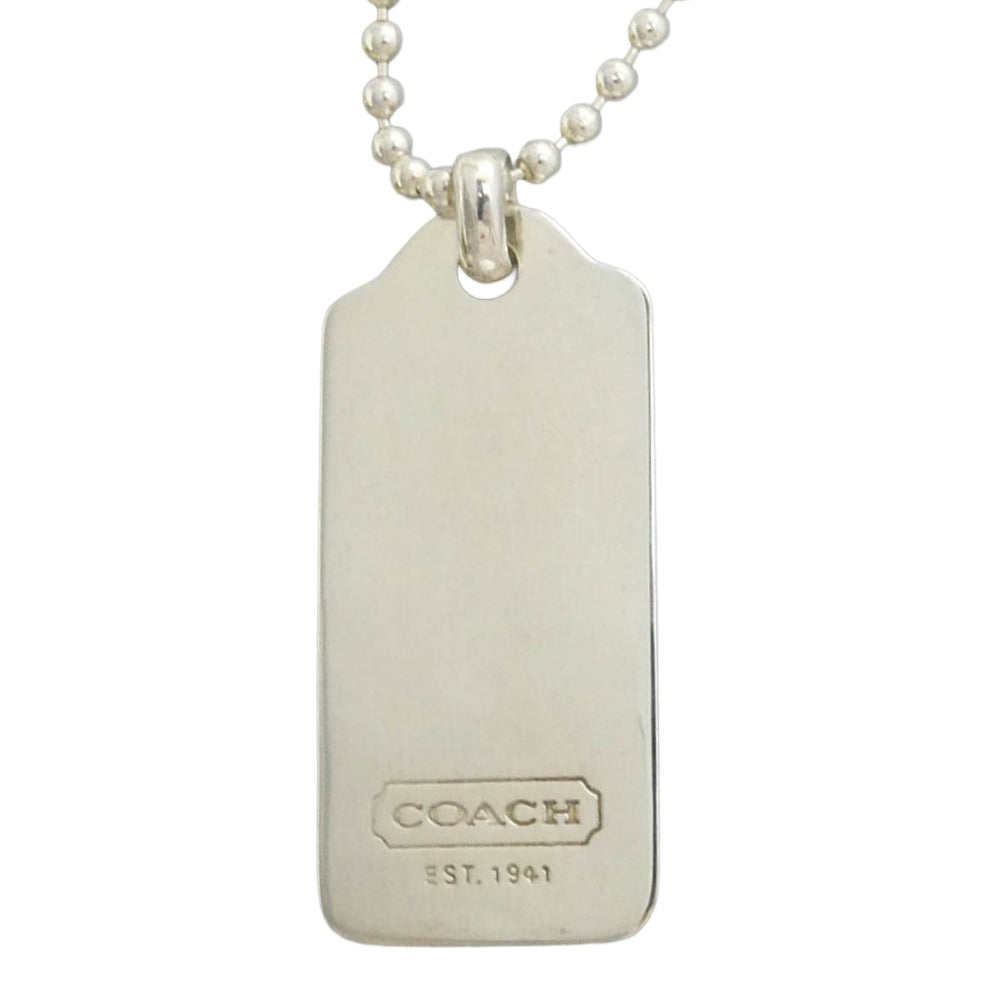 COACH コーチ シルバーロゴ プレート ボールチェーン ネックレス 925 SILVER シルバー系【中古】
