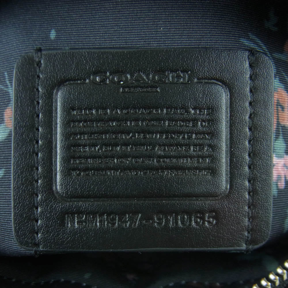 COACH コーチ M1947-91066 Cロゴ 裏地ナイロン 花柄 レザー ウエスト ポーチ ショルダー バッグ ブラック系【中古】