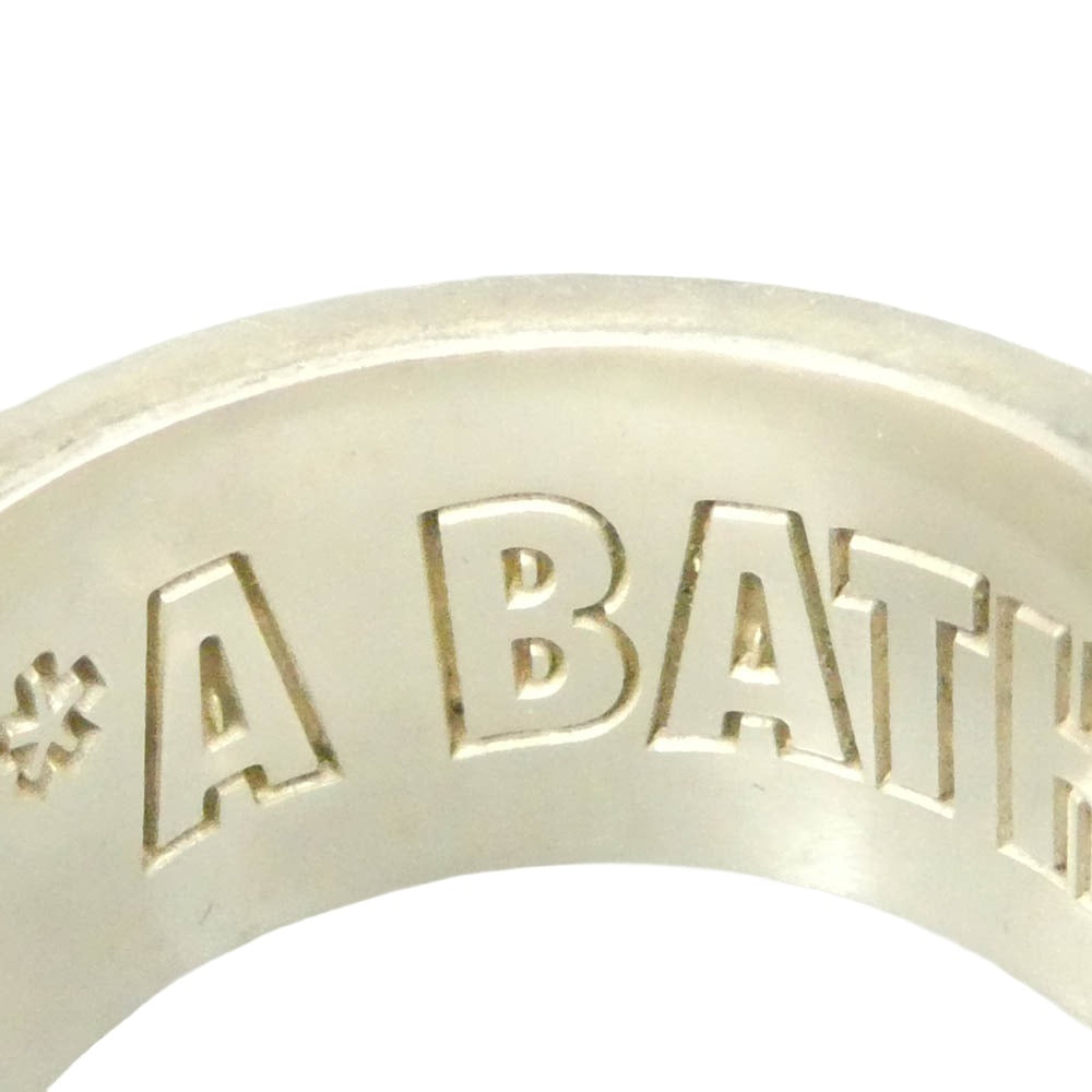 A BATHING APE アベイシングエイプ 猿フェイス サークルR LOGO SV925 刻印 RING ロゴデザイン リング シルバー系 16.5号【中古】