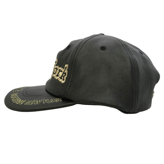 Supreme シュプリーム 25AW New York Leather 6-Panel Cap ニューヨークレザー シックスパネル ベースボール キャップ 帽子 ブラック系 58cm【中古】