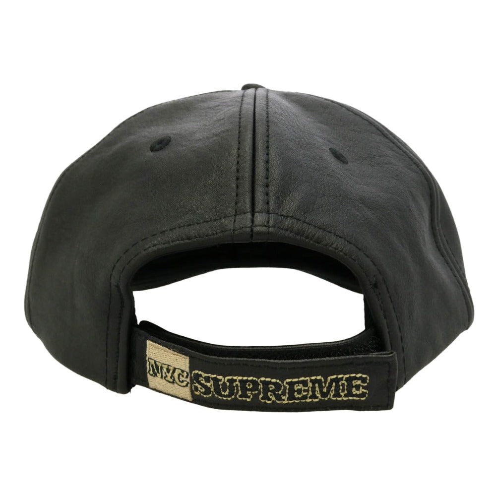 Supreme シュプリーム 25AW New York Leather 6-Panel Cap ニューヨークレザー シックスパネル ベースボール キャップ 帽子 ブラック系 58cm【中古】