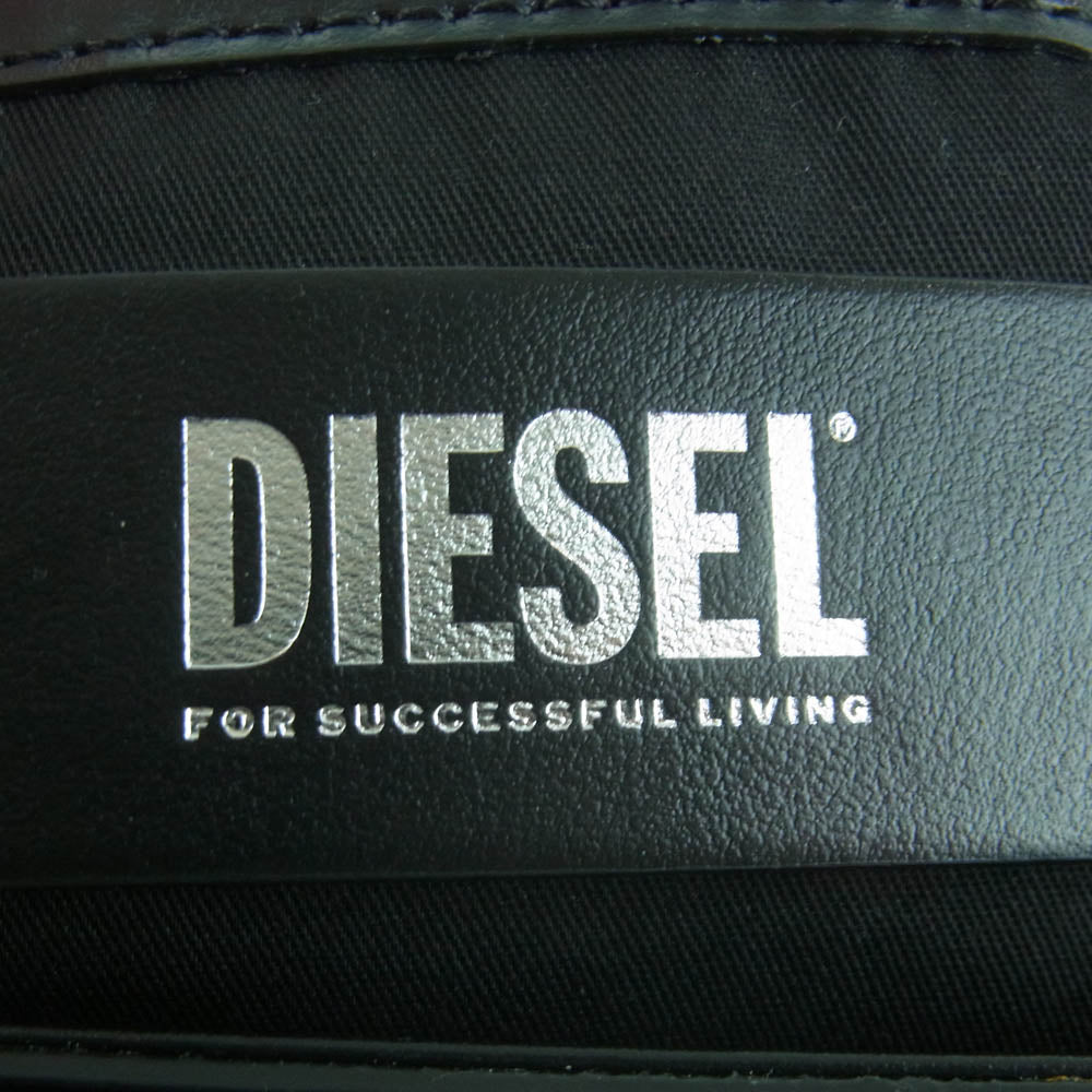 DIESEL ディーゼル X08396 1DR メタル Dロゴ レザー クロスボディ バッグ ショルダー ハンドバッグ ブラック系【中古】