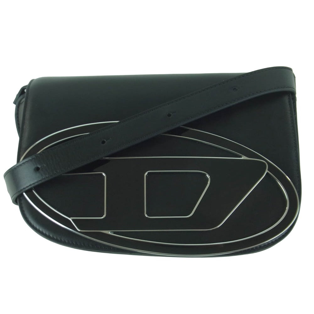DIESEL ディーゼル X09568 1DR メタル Dロゴ レザー クロスボディ バッグ ショルダーバッグ ブラック系【中古】