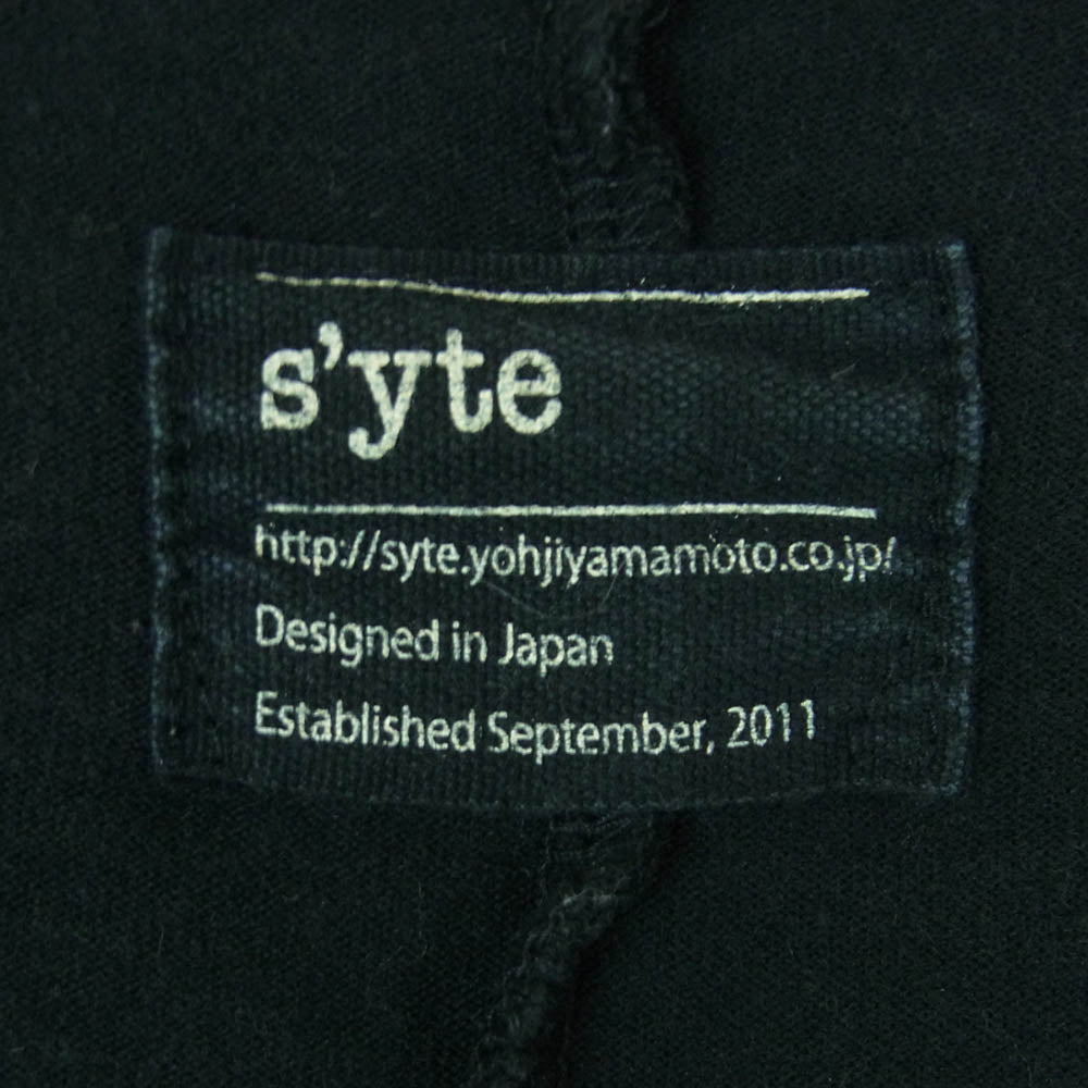 Yohji Yamamoto ヨウジヤマモト UO-T84-073 s'yte by Yohji Yamamoto サイトバイヨウジヤマモト ビックシルエット ポケット 半袖 Tシャツ ブラック系 M【中古】