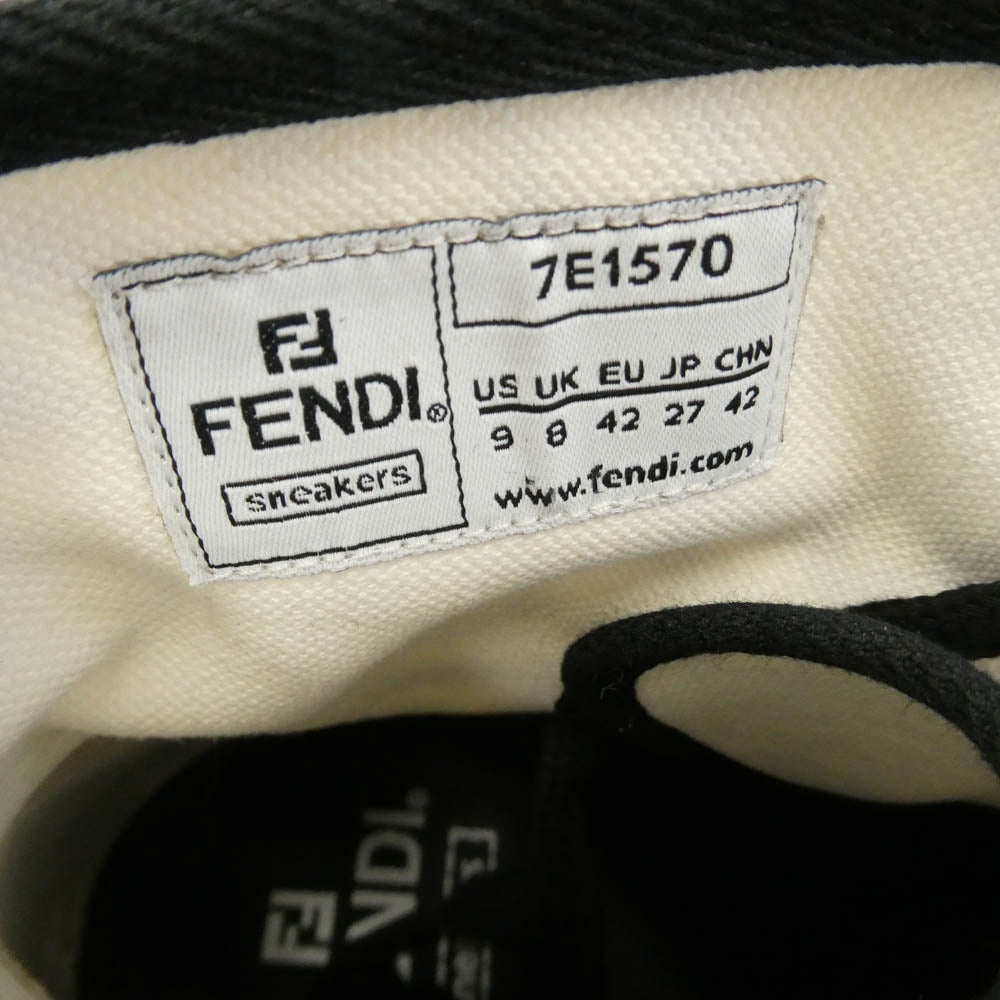 FENDI フェンディ MARC JACOBS マークジェイコブス × MARC JACOBS マークジェイコブス 7E1570 Domino ドミノ ズッカ 総柄 キャンバス ハイカット スニーカー モノクロ系 27cm【極上美品】【中古】