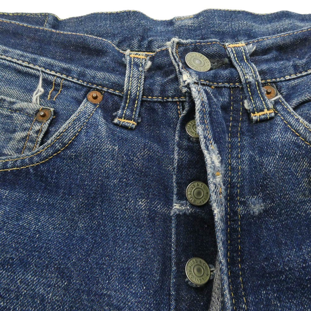 Levi's リーバイス 50s~60s 501XX ボタン裏刻印12 隠しリベット Vステッチ オフセットセンターループ ボタンフライ ストレート パンツ インディゴブルー系 サイズ表記無し【中古】