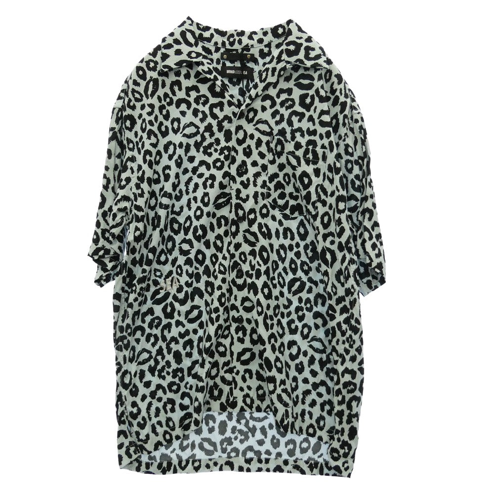 WIND AND SEA ウィンダンシー MINEDENIM マインデニム 24SS WDS-C-MND-24-Q4-03 × MINEDENIM マインデニム Lips Leopard Print Open Collar SH リップ レオパード プリント 開襟 オープンカラー 半袖 シャツ ライトブルー系 M【極上美品】【中古】