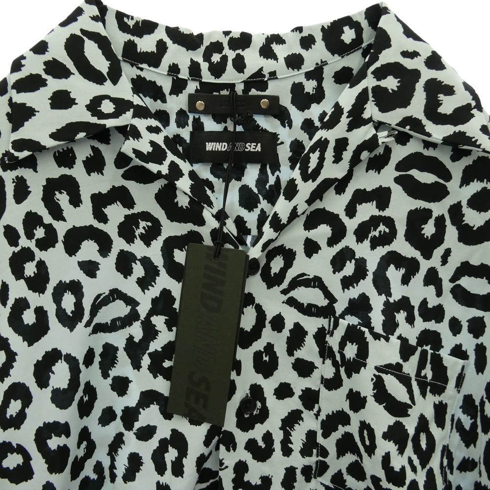WIND AND SEA ウィンダンシー MINEDENIM マインデニム 24SS WDS-C-MND-24-Q4-03 × MINEDENIM マインデニム Lips Leopard Print Open Collar SH リップ レオパード プリント 開襟 オープンカラー 半袖 シャツ ライトブルー系 M【極上美品】【中古】