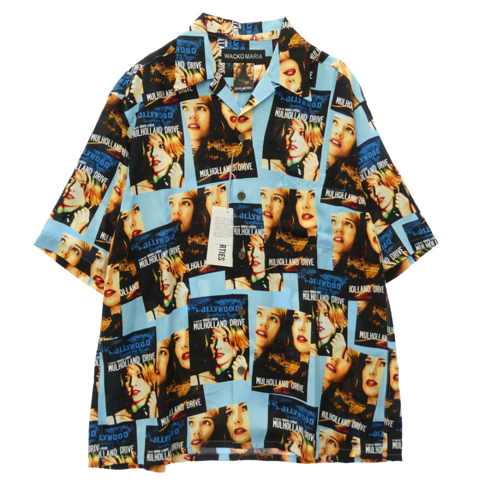 WACKO MARIA ワコマリア 26SS MD-WM-HI01 MULHOLLAND DRIVE S/S HAWAIIAN SHIRT TYPE-1 マルホランド・ドライブ ハワイアン アロハ 開襟 オープンカラー 半袖 シャツ Mサイズ ライトブルー系 M【新古品】【未使用】【中古】