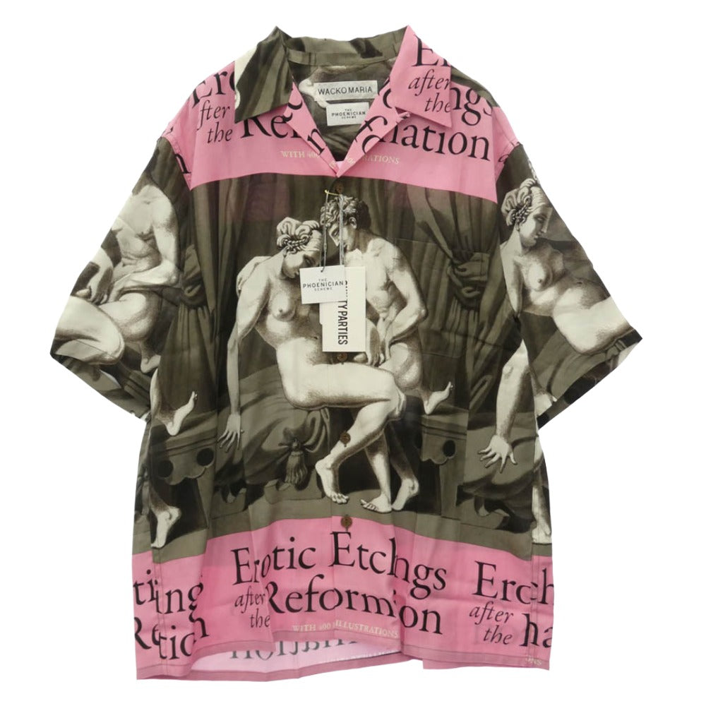 WACKO MARIA ワコマリア 26SS TPS-WM-HI04 T.P.S. S/S HAWAIIAN SHIRT TYPE-4 ハワイアン アロハ 開襟 オープンカラー 半袖 シャツ Mサイズ ピンク系 ブラウン系 M【新古品】【未使用】【中古】