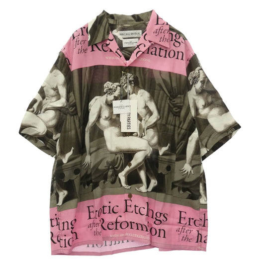 WACKO MARIA ワコマリア 26SS TPS-WM-HI04 T.P.S. S/S HAWAIIAN SHIRT TYPE-4 ハワイアン アロハ 開襟 オープンカラー 半袖 シャツ Mサイズ ピンク系 ブラウン系 M【新古品】【未使用】【中古】