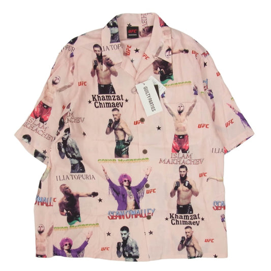 WACKO MARIA ワコマリア 26SS UFC-WM-HI01 x UFC ユーエフシー S/S HAWAIIAN SHIRT TYPE-1 ハワイアン アロハ 開襟 オープンカラー 半袖 シャツ ピンク系 M【新古品】【未使用】【中古】