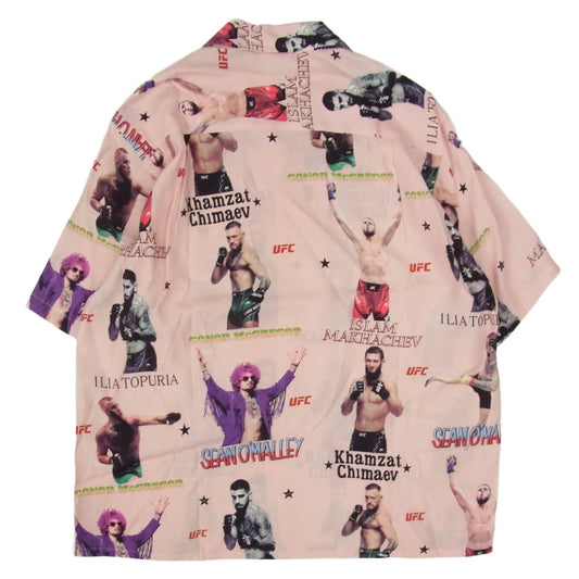 WACKO MARIA ワコマリア 26SS UFC-WM-HI01 x UFC ユーエフシー S/S HAWAIIAN SHIRT TYPE-1 ハワイアン アロハ 開襟 オープンカラー 半袖 シャツ ピンク系 M【新古品】【未使用】【中古】