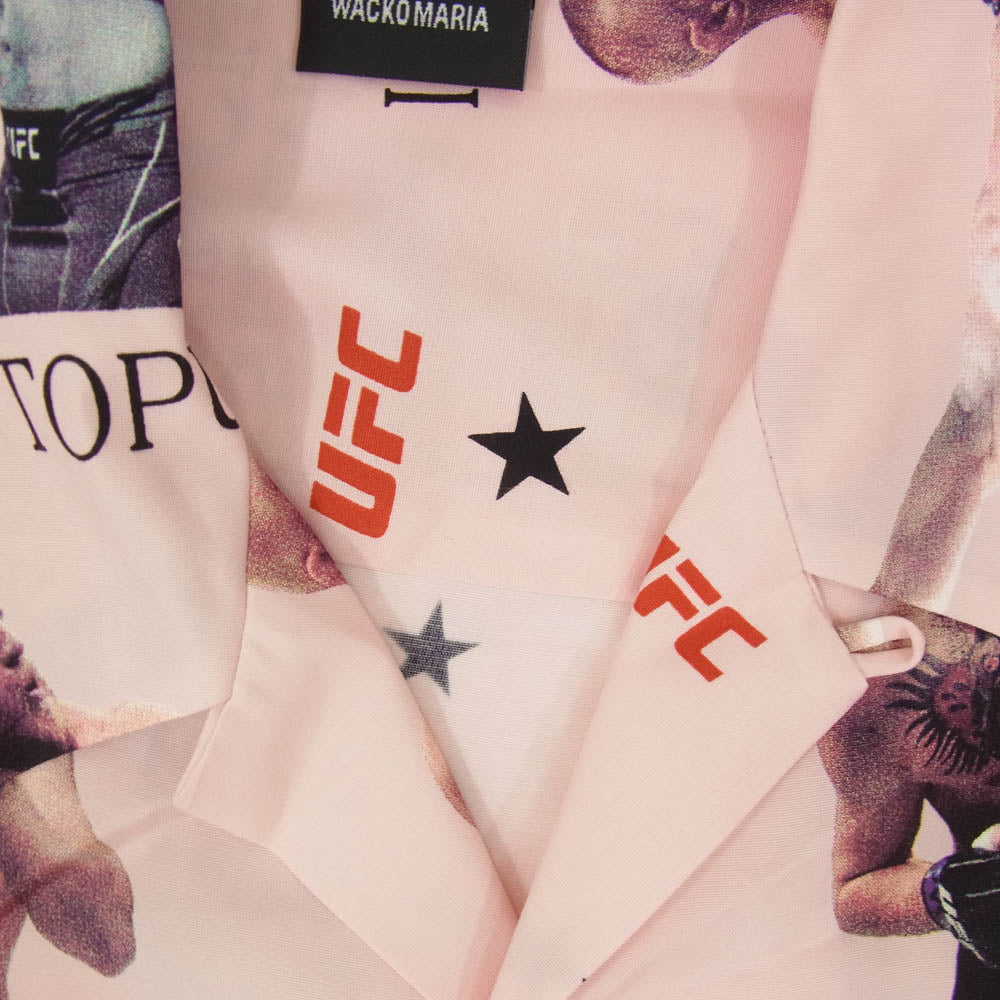 WACKO MARIA ワコマリア 26SS UFC-WM-HI01 x UFC ユーエフシー S/S HAWAIIAN SHIRT TYPE-1 ハワイアン アロハ 開襟 オープンカラー 半袖 シャツ ピンク系 M【新古品】【未使用】【中古】