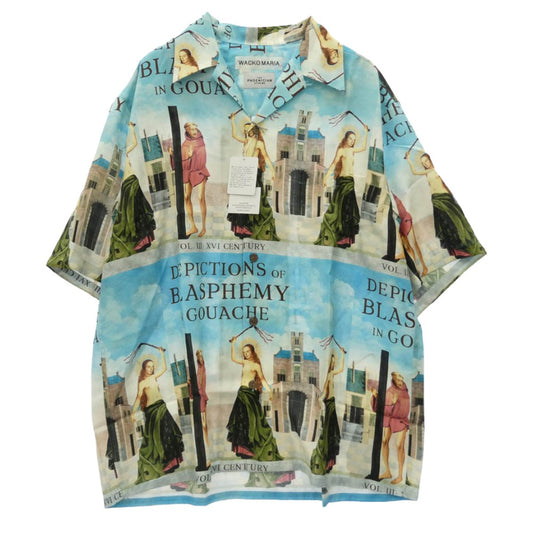 WACKO MARIA ワコマリア 26SS TPS-WM-HI05 T.P.S. S/S HAWAIIAN SHIRT TYPE-5 ハワイアン アロハ 開襟 オープンカラー 半袖 シャツ Lサイズ ライトブルー系 L【新古品】【未使用】【中古】