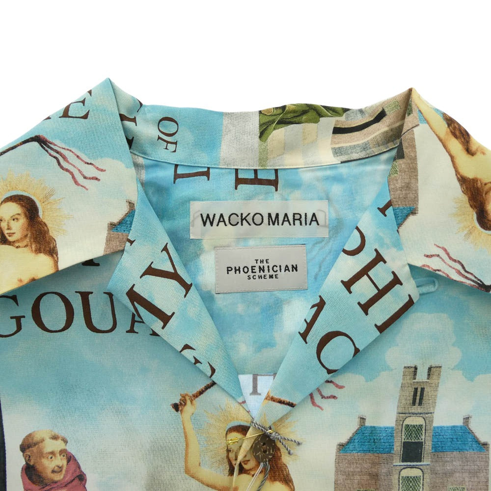 WACKO MARIA ワコマリア 26SS TPS-WM-HI05 T.P.S. S/S HAWAIIAN SHIRT TYPE-5 ハワイアン アロハ 開襟 オープンカラー 半袖 シャツ Lサイズ ライトブルー系 L【新古品】【未使用】【中古】