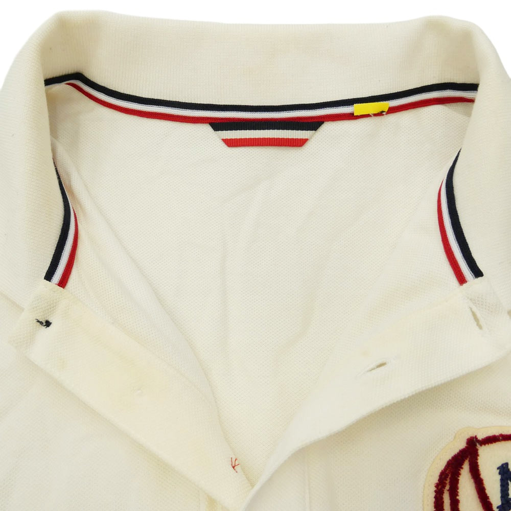 MONCLER モンクレール D20918301200 MAGLIA POLO MANICA CORTA ワッペン フェイス ロゴ 半袖 ポロシャツ オフホワイト系 XXXL【中古】