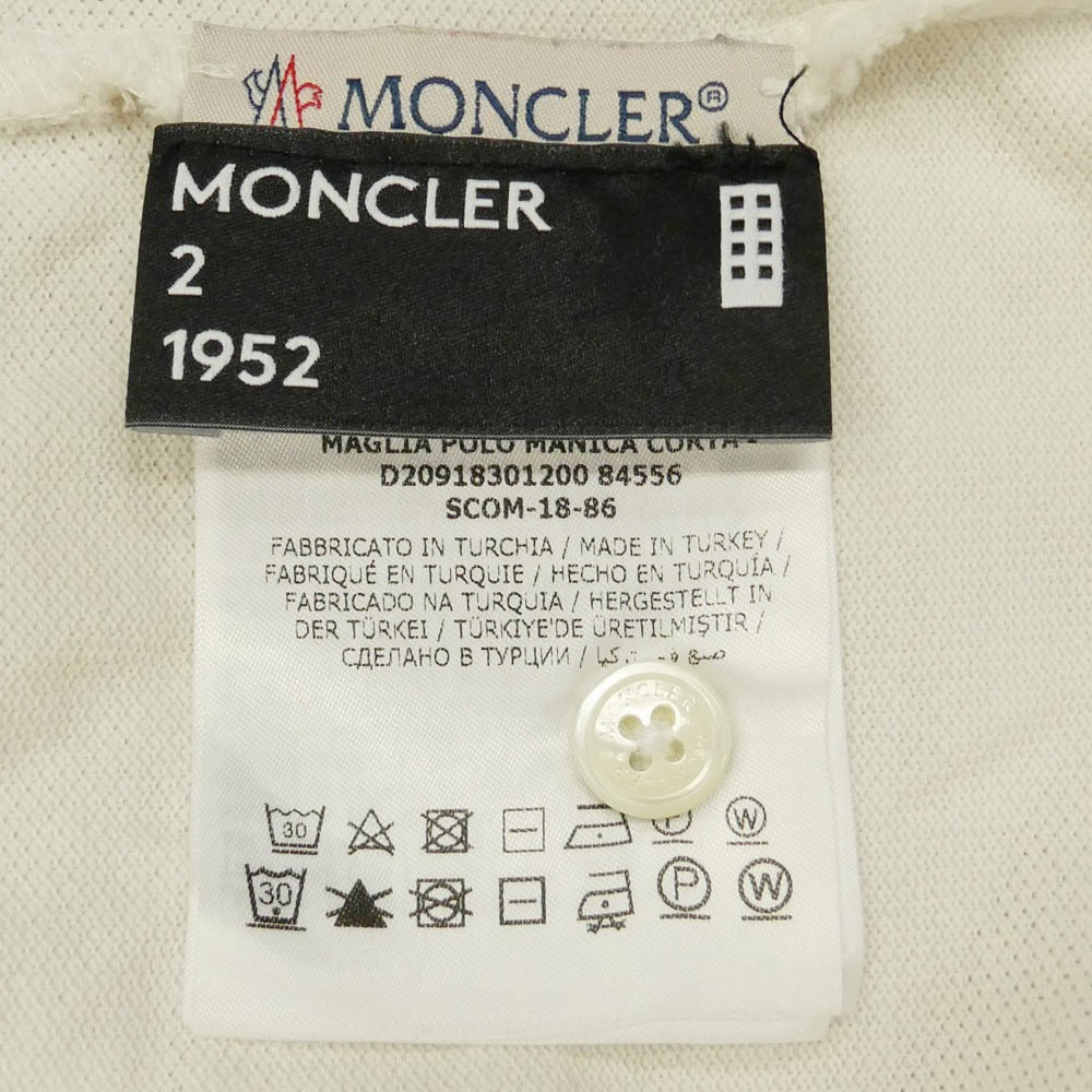 MONCLER モンクレール D20918301200 MAGLIA POLO MANICA CORTA ワッペン フェイス ロゴ 半袖 ポロシャツ オフホワイト系 XXXL【中古】