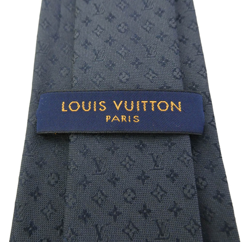 LOUIS VUITTON ルイ・ヴィトン M78763 モノグラム シルク ネクタイ ネイビー系 グレー系【中古】