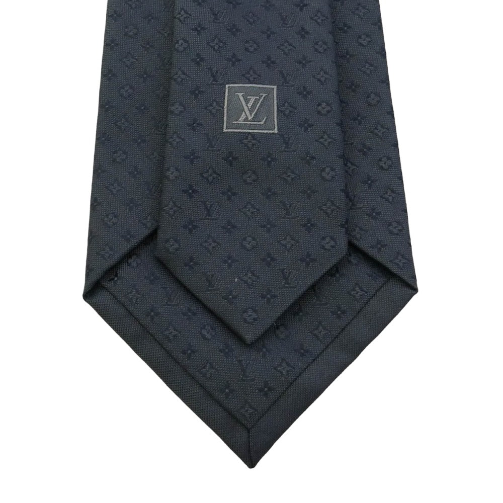 LOUIS VUITTON ルイ・ヴィトン M78763 モノグラム シルク ネクタイ ネイビー系 グレー系【中古】