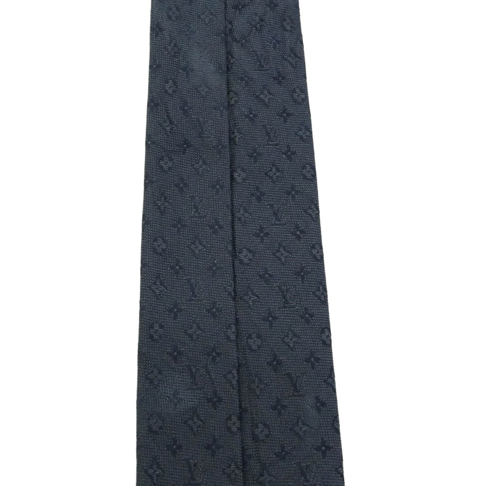 LOUIS VUITTON ルイ・ヴィトン M78763 モノグラム シルク ネクタイ ネイビー系 グレー系【中古】