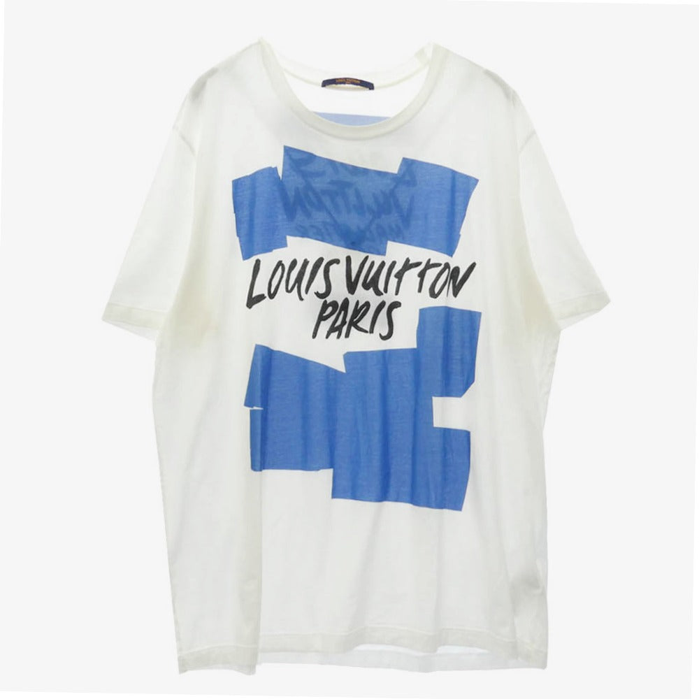LOUIS VUITTON ルイ・ヴィトン POP UP STORE 限定 グラフィック ペイント ロゴ Tシャツ 半袖 カットソー ホワイト系 XL【中古】