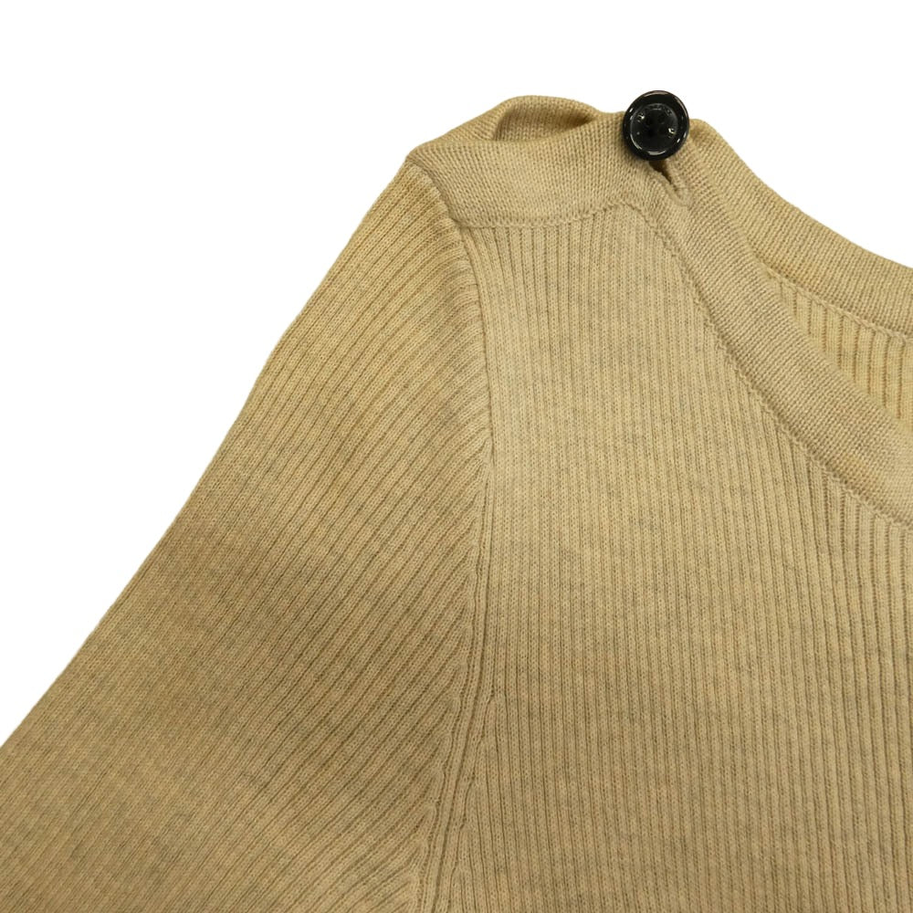 BURBERRY BLUE LABEL バーバリーブルーレーベル E1J14-625-40 ロゴ刺繍 チェック 切替 ベルト付き リブニット 半袖 ワンピース ベージュ系 38【中古】