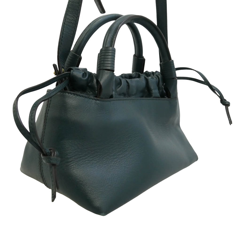 カロリーナサントドミンゴ SIRENA シレナ 2way レザー クロスボディ ショルダー ハンド バッグ モスグリーン系【中古】