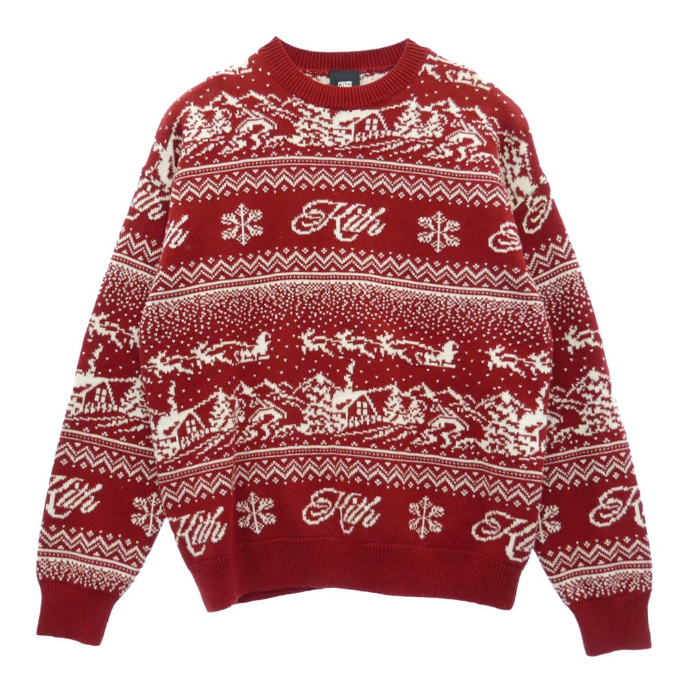 KITH キス 20-080-060-0020-4-0 クリスマス限定 Kithmas Sweater Nocturnal キスマス ノクターナル ニット セーター レッド系 M【中古】